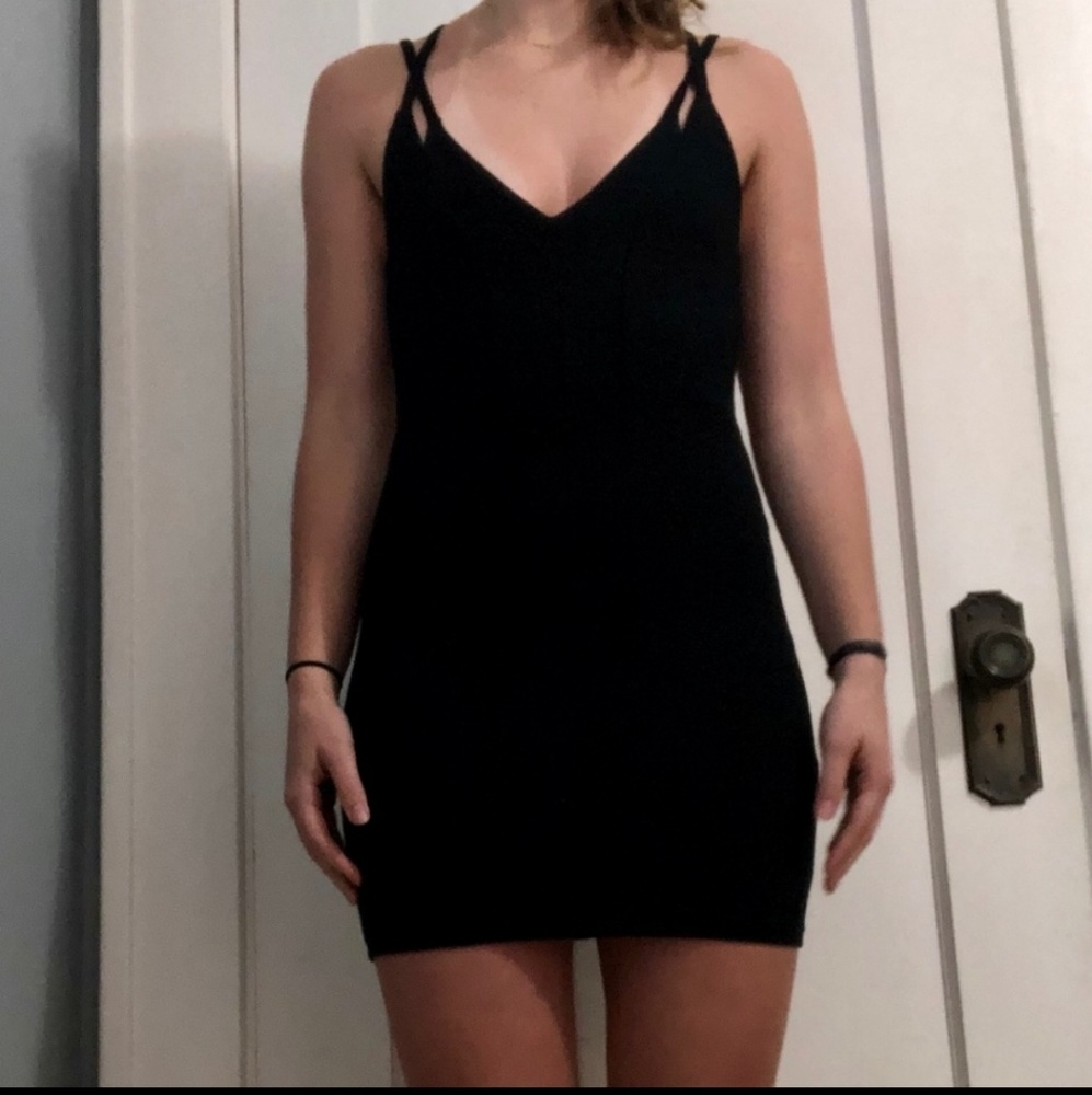 Little black strappy dress by Topshop Size 6